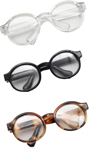 Nukinp 3 Stück Puppenbrille, klassisch, stilvoll, runder Rahmen, Mini-Spielzeugbrille, DIY, dekorative Mini-Sonnenbrille für Puppen, Basteln, Cosplay, Foto-Requisiten &1