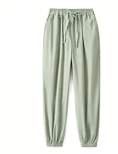 TREWQ Pantaloni da arti marziali Tai Chi per uomini, pantaloni a lanterna in cotone e lino leggeri per yoga, pantaloni casual da jogging per l'estate XXL