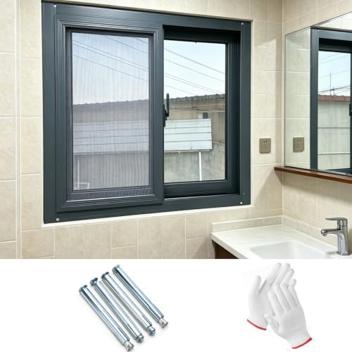 Ventana corredera horizontal de aluminio con doble cristal, repuesto de sótano, ventana pequeña de cristal templado y mosquitera extraíble para cobertizo, gallinero, garaje y baño(Black(HxW),40x30)