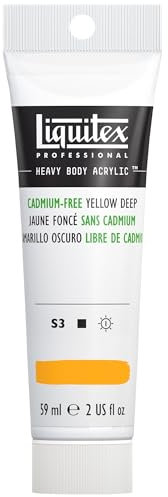 Liquitex 1045891 Professional Heavy Body Acrylfarbe in Künstlerqualität mit ausgezeichneter Lichtechtheit in buttriger Konsistenz, 59ml Tube - Kadmiumfrei Gelb dunkel