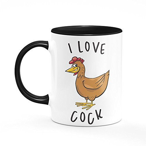 I Love Cock Mug One Size Black/White Funny Rude Offensive Gift for Girlfriend Wife Colleague Cup