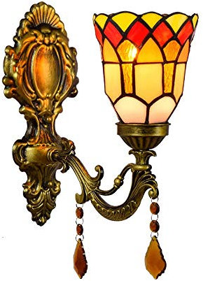 Blivuself Tiffany Wandlampen Licht 4-Zoll-britisches Retro-Badezimmer Wandleuchte Spiegel Scheinwerfer Wand klassische pastorale Kristall Nachttischlampe bar