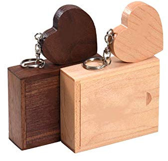 Anloter Dos unidades de 4 GB de madera de nogal en forma de corazón USB 2.0 Flash Drive USB disco de memoria USB con caja (4 GB, USB 2.0)