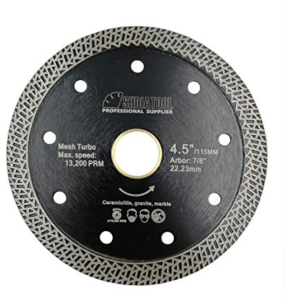 SHDIATOOL Diamond Cutting Disc 4.5 Inches / 115mm Saw Blade with Mesh Turbo for Porcelain Tile Ceramic Granite Marble