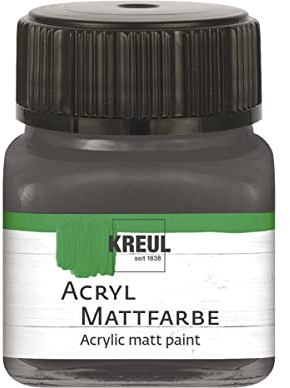 KREUL 75276 - Acryl Mattfarbe, graphitgrau im 20 ml Glas, cremig deckende, schnelltrocknende Farbe auf Wasserbasis, für viele verschiedene Untergründe geeignet
