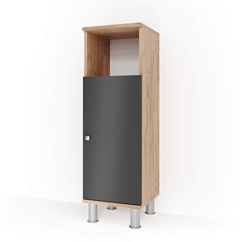 Vicco Midischrank Fynn, Badmöbel, Anthrazit/Goldkraft Eiche, 30 x 95 cm