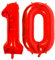 DIWULI Luftballon 10 Geburtstag XXL Rot - Zahl 10 Ballon