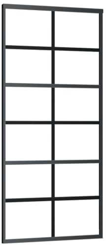 vidaXL Porte Coulissante Système de Porte Rail Salon Salle de Séjour Cuisine Maison Intérieur Verre ESG et Aluminium 90x205 cm Noir