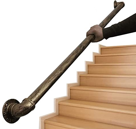 MNYDXY Gold-Kupfer-Handlauf für Innen-Treppen-Treppenhaube, Sicherheitshandschiene mit Wandhalterung und Schrauben, Greifer-Rail-Bunt-Railing-Metall-Schmiedeeisenhalterungen (Size : 60cm)