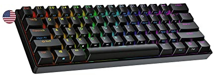 Ranked S60 Supernova Clavier Mécanique de Jeu 60% | Hot Swap Gaming Keyboard | 61 Touches Programmables | RGB LED | Mac, PC Windows | QWERTY ANSI US (Noir, Gateron Optical Red)
