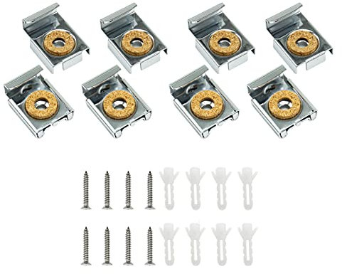 Frameless Mirror Glass Wall Hanging Fixing Kit - 8pcs Mirror Hanger Clips Suitable for Bathroom, Living Room & Public Places - 2 Sets