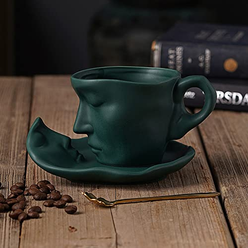 Tasse à Café Noire pour Couple - Petit-Déjeuner, Cadeau d'Anniversaire, Personnalisée, Nouvelle Maison - 290 ml (Vert)