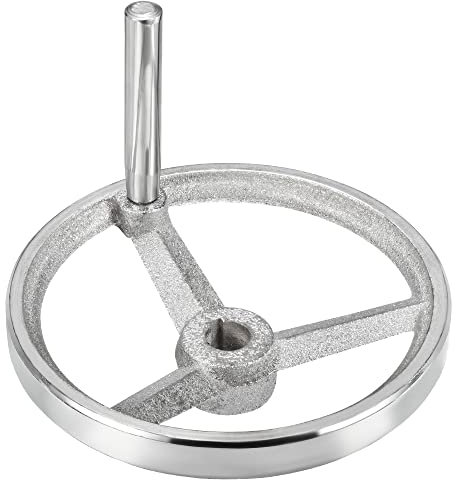 PATIKIL 155mm/6.1 Handrad 1Pack Guss Eisen Verchromt für Mehrere Drehbänke Silberton