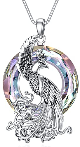 PROESS Phönix Halskette 925 Sterling Silber Kristall Phönix Schmuck Geschenke für Frauen Mädchen (Violett)