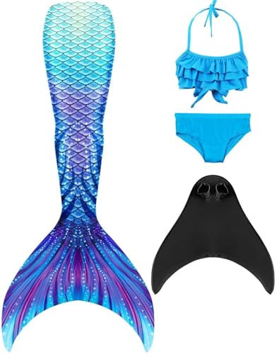 SPEEDEVE Mädchen Meerjungfrauenschwanz Meerjungfrau Flosse Bikini Set,Hei-g546,140