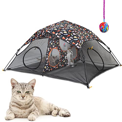 ITENT Outdoor-Katzenspielzelt für Indoor-Katzen (X-Großes tragbares Katzenhaus, Outdoor-Katzengehege für Katzen, einfach mit Katzentunnel, Katzenwürfel zu verbinden (zum Patent angemeldet)
