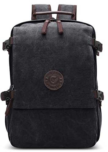 DORRISO Reise Herren Rucksack Mode Canvas Schulrucksack Teenager Daypacks Casual Laptop Rucksack für 15.6 Zoll Laptop Geschäft Arbeit Bergsteigen Campus Laptop Rucksack Schwarz