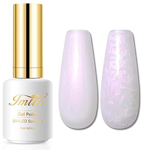 Imtiti Perlen Gel-Nagellack, 15 ML milchig weißer Glitzer-Zeichnungsgel-Lack mit Muschel schimmernd Meerjungfrauen-Nagel-Gel-Lack zum Aushärten UV LED, Soak Off Gel-Nagellack für Heim-DIY-Nail-Art