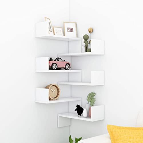 FIRBNUS 40x40x50 cm 2 STK. Bücherregal Wand Eckregal Wand Wandregale Regalboden Wand Regale Regal Weiß Schwebend für Wohnzimmer Kinderzimmer Wandregal Holzwerkstoff mit Mattem Finish
