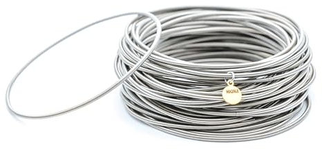 MAJALE Bracelets Cordes de Guitare pour Femme - Bracelet Minimaliste en Acier Inoxydable Argenté - Bracelet Vintage Multi-Brins 100% Fait Main - Style Années 80, Africain