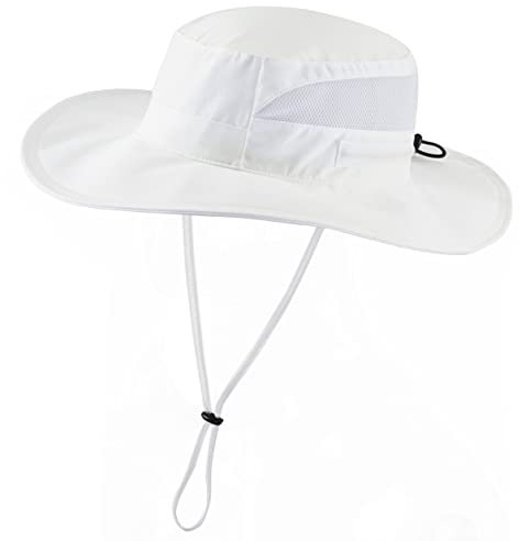 Magracy Unisex Outdoor Wide Brim Sun Hat Summer Bucket Fishing Hats UV Protection Safari Hat Foldable White
