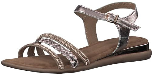 MARCO TOZZI Damen Sandalen mit Keilabsatz Glitzer aus Leder, Mehrfarbig (Rose Met Comb), 40 EU