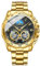JewelryWe Uhren Herren Edelstahl Tourbillon: Datum Kalender 30m wasserdichte Analog Quarz Armbanduhr Männer Gold Edelstahl Armband Uhr mit Schwarz Doppelt Tourbillon Zifferblatt und Leuchtzeiger