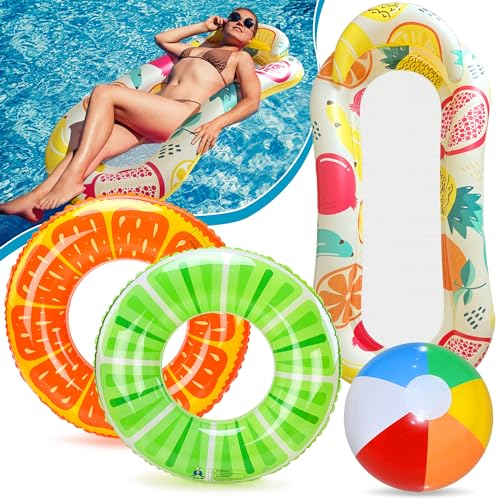 Lubibi 4 Pièces Flotteurs de Piscine Gonflables, Con Gonflables Bouee pour Adultes, Anneaux de Natation et des Ballons de Plage, Les Enfants Adultes Plage Piscine Extérieure Fournitures de Fête