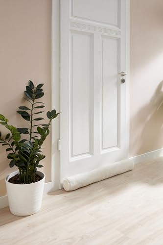 Zugluftstopper für Fenster und Türen Türwindstopper Fell Windstopper 90x15cm (Creme)