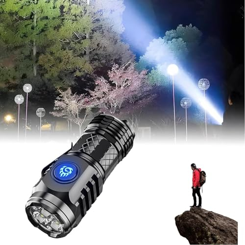 Battnot Mini-Taschenlampe mit dreiäugigem Monster, Mini LED Taschenlampe LED Aufladbar Taschenlampen, Handheld klein Taschenlampe, Wasserdicht Taktische Handlampe für Camping Notfall (B#schwarz)