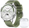 HUAWEI WATCH GT 4 Smart Watch 46MM Green Woven Fitness Tracker Compatible with Android & iOS FreeBuds SE2 White Wireless Earphones, Bluetooth