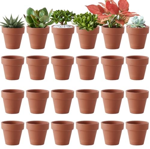 Dhqkqg Pots en Terre Cuite, 24 PCS 5.5×5CM Pot en Terre Cuite,Pot De Fleur en Terre Cuite,Pots De Fleurs avec Trou De Drainage,Mini Pot Terre Cuite,pour Intérieur Extérieur Plantes Maison Succulentes