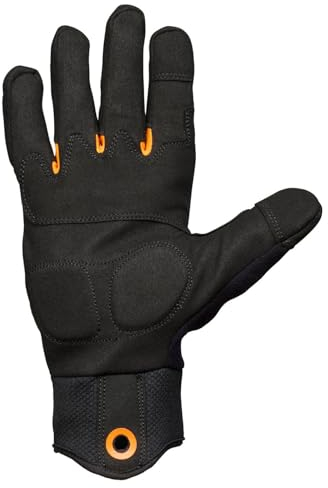 Fiskars axe and tool gloves, work gloves, touchscreen-compatible thumb and finger pads, imitation leather/mesh fabric, size 8, black/orange, 1071129