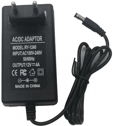 Lelukee 12V4A Adaptador Universal de CA/CC, Adaptador de Corriente Transformador 48W Fuente de alimentación 5.5 x 2.1/2.5 mm,para Monitor LCD,El hogar, Cámara Web
