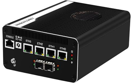 MNBOXCONET Micro Firewall Appliance 10GB SFP+ Core i3 1115G4, 4 x i226V 2.5G LAN Mini PC Router Triple Display,Barebone, OPNsense, Console COM, Type-C Port