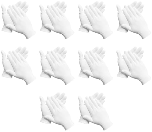 Landrain 10 Paar Atmungsaktives Weiße Baumwollhandschuhe, Weiches Stoffhandschuhe Weiß Baumwolle für Mehrzweck