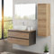 Mobile bagno sospeso 100 cm ossido e rovere africa con top, lavabo in appoggio e specchio reversibile 60x80 cm, KLEO