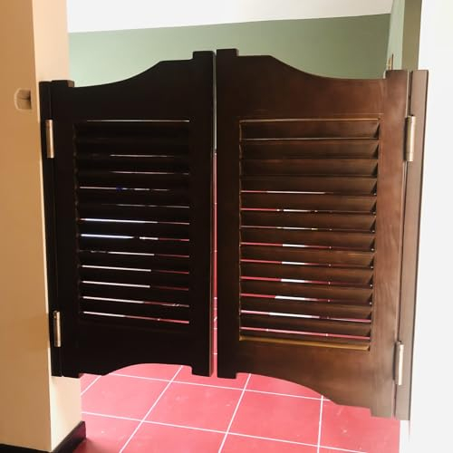 Puertas Batientes de Café Puertas Batientes de Cafe de Lamas para Interior y Exterior, Puertas de Salón de Doble Decoración, Puerta Batiente Retro de Madera Maciza para Baño, Pasillo de Casa, Mostrado