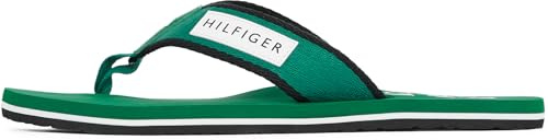 Tommy Hilfiger Herren Flip Flops Patch Beach Sandal mit Logo, Grün (Nouveau Green), 46