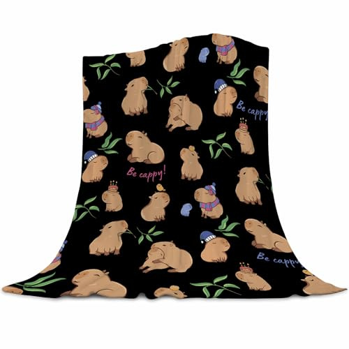 Gaakvrr Capybara Decke Capybara Geschenk Party Dekorationen Plüschdecke für Schlafzimmer Couch Sofa Kinder Erwachsene Alle Jahreszeiten (100 x 130 cm, 40 x 50 Zoll)