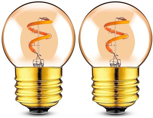 Genixgreen E27 Led Glühbirne G40 Mini Globe LED Birne 1W LED Filament Lampe Ersetzt 10 Watt Edison Glühlampen,2200K Vintage Glühbirne für Kronleuchter, Nicht Dimmbar,2 Stück