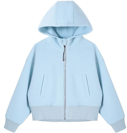 Rolanko Ragazze Felpa con Cappuccio con Cerniera, Cotone Giacca con Cappuccio a Maniche Lunghe Felpa con Tasche per Bambina
