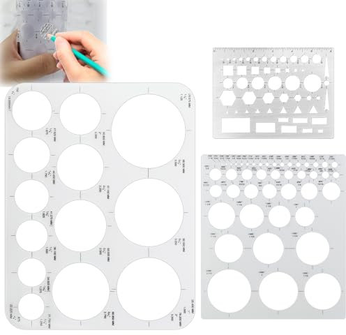 WPPQWP 3 Stk Biegsam Kreisschablone, 3 Größen Lochschablone zum Zeichnen, Transparente Zeichenwerkzeuge, für Kreise von 1-89mm, Geometrisches Kreislineal, für Büro Schule GebäUde