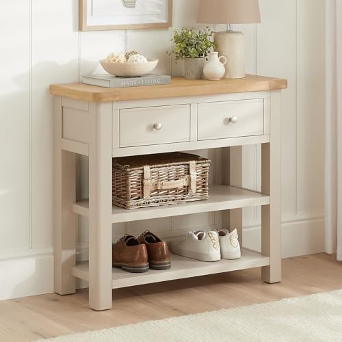 The Furniture Market Marbury Putty Grey | Painted Hall Console Table | Wooden Entryway Table with Drawers & Shelves | Premium Craftsmanship | Assembly Required | H 770 x W 850 x D 350mm