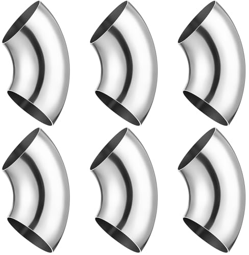 Datanly 6 Pieces 3 Inch 90° Mandrel Bend Elbow SS304 Stainless Steel Pipe Elbow Thickness 16GA/. 065 Stainless Bend Tube for Modified Pipe, Stair Handrail, Pipeline Silver