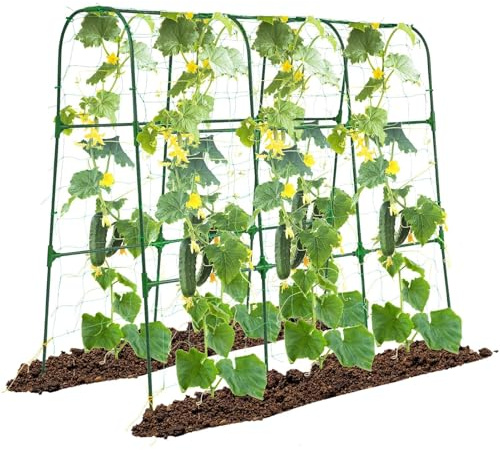 OTOSUNNY Garden Cucumber Trellis for Climbing Plants Outdoor, 48x48inch U Frame Vegetable Grape Vine Tomato Garden Metal Arch Trellis for Raised Bed, Green