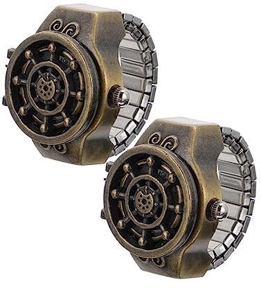 Holibanna Ruderförmiger Finger Uhr Ring Aus Leichter Zinklegierung Präzise Kleiner Ringuhr Modische 2 Stück Schmuck Für Alltag Und Freizeit