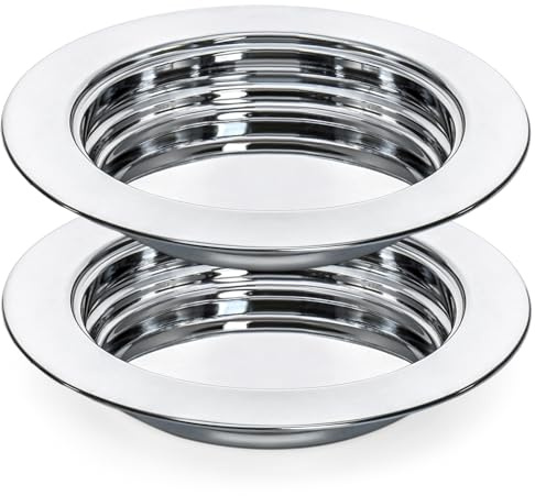 Bekith 2 Pack Communion Plates for Church, Communion Ware Stainless Steel Bread Tray, Church Supplies Set, Silver