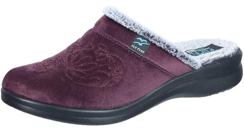 Fly Flot Damen Ciabatta Donna in Morbida Microfibra E Peluche, Sottopiede in Peluche, Suola in Poliuretano 3cmHausschuh