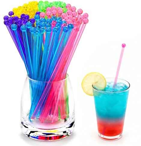 HAPMARS Palillos agitadores de plástico de 5 colores, para tartas de cristal, para cócteles, café, palillos de piruleta, 7,24 pulgadas